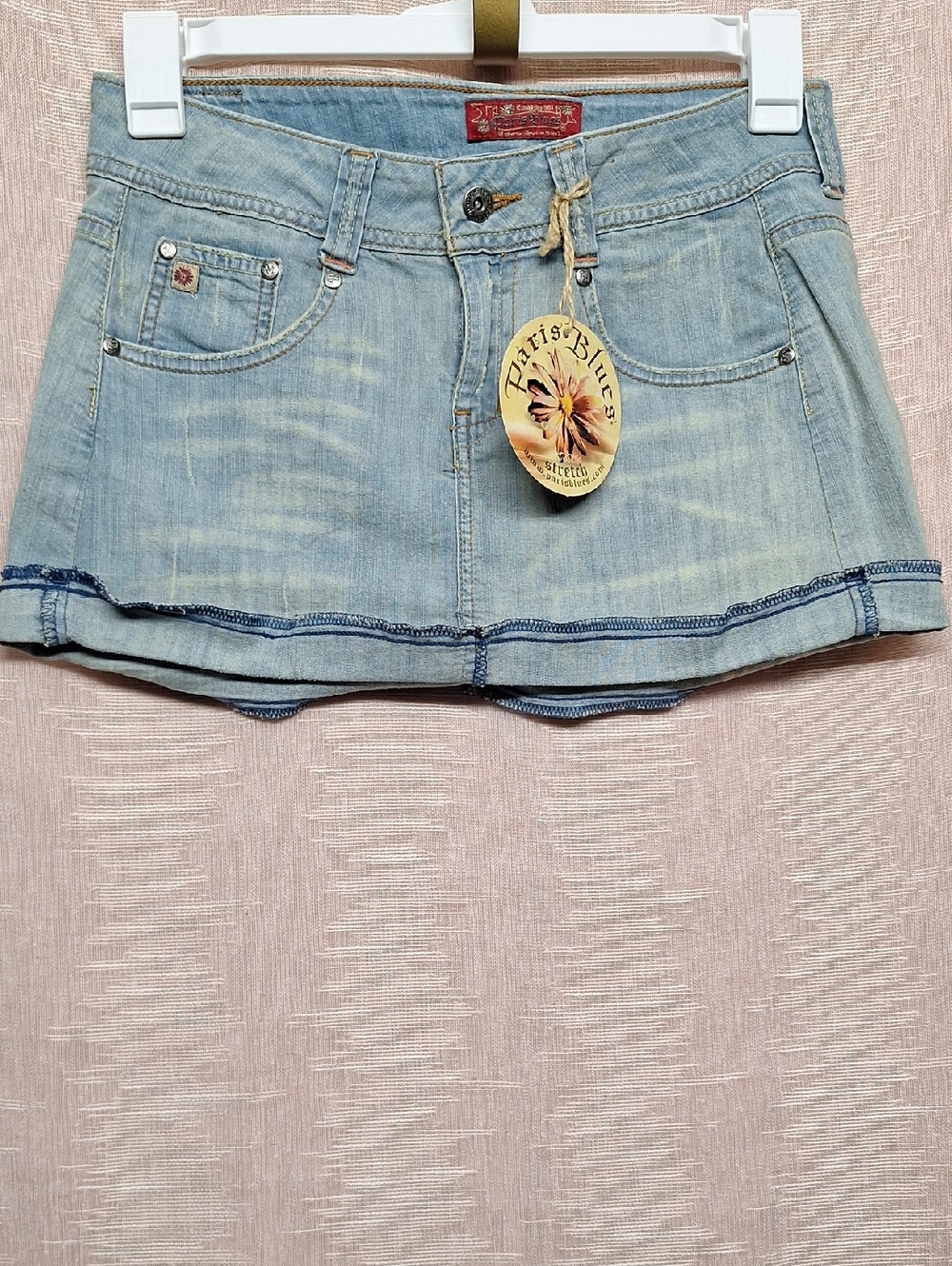 Paris Blues Light Wash Denim Mini Skirt